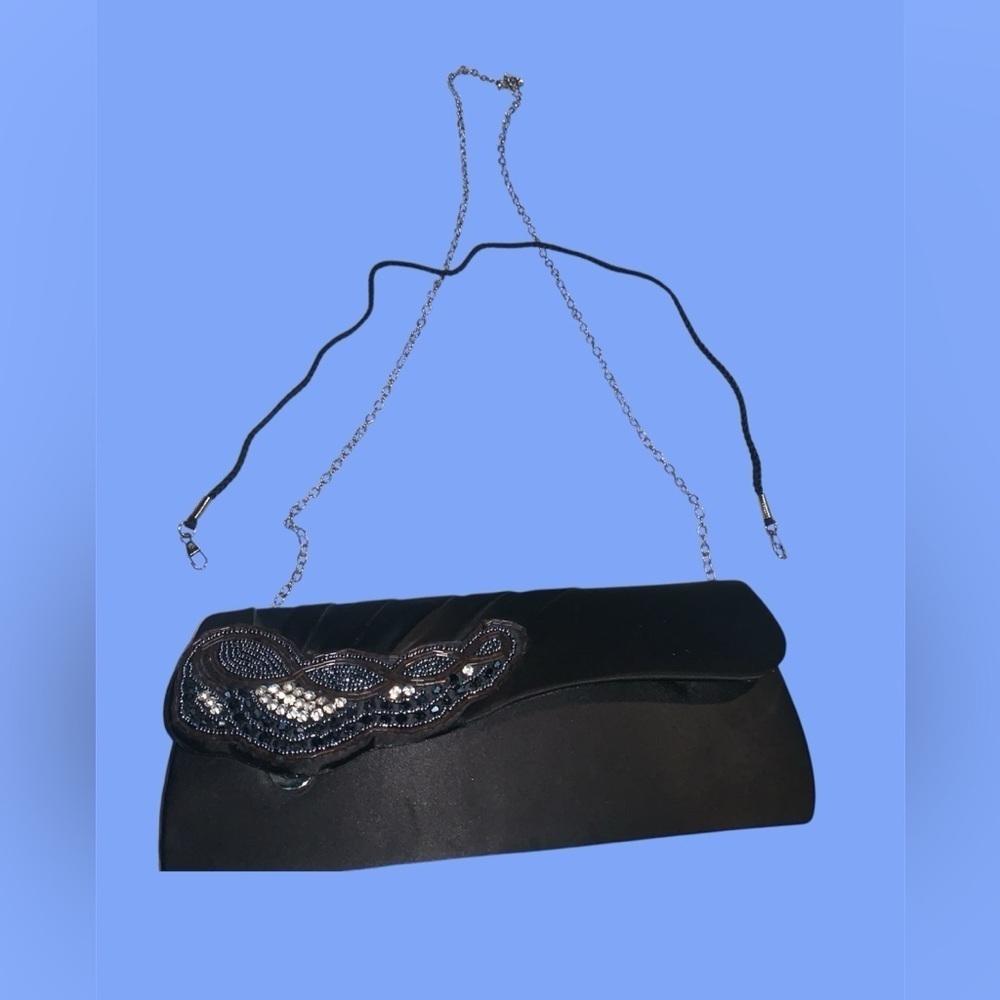 Chic Black Beaded Clutch - Picture 4 of 9